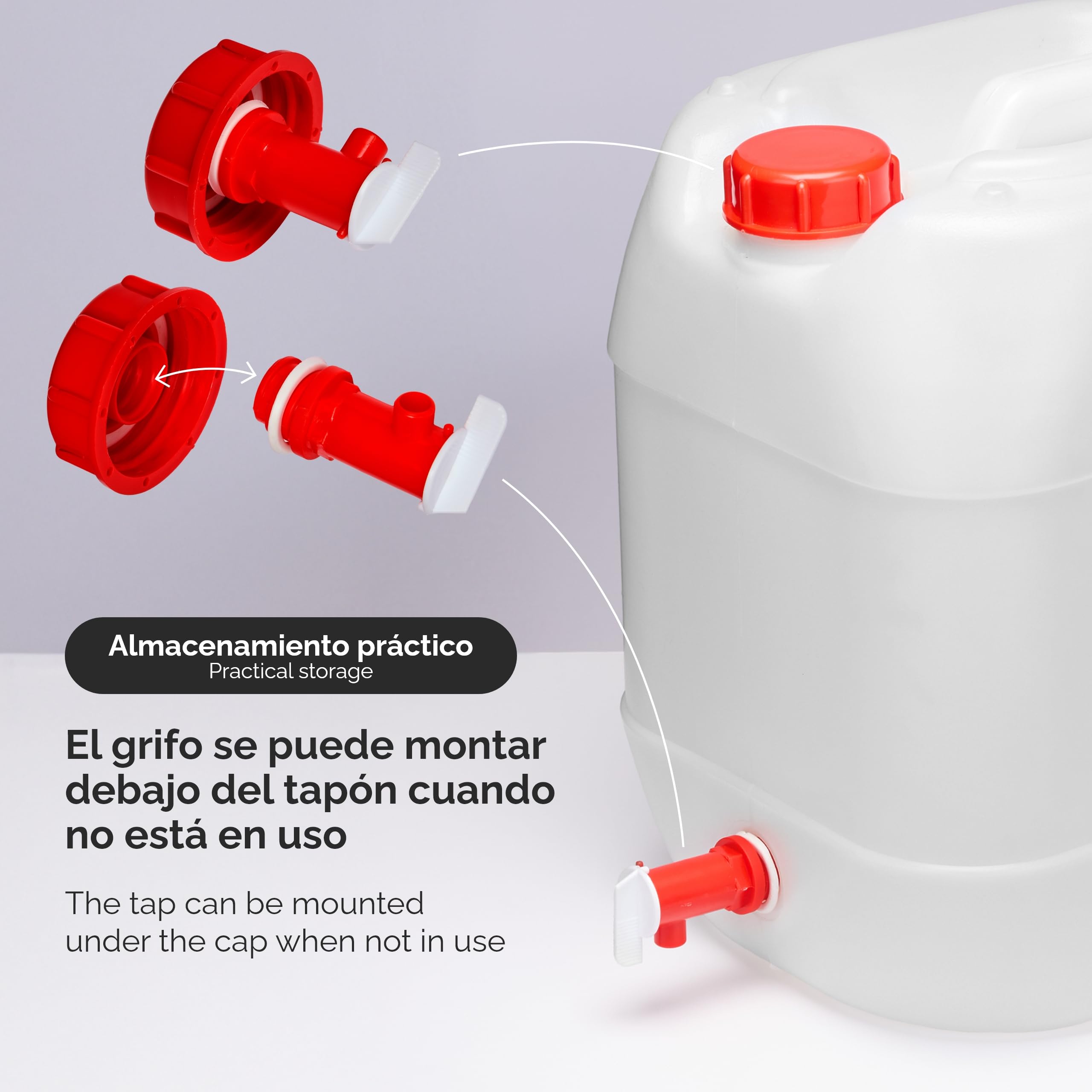 Garronda Garrafa Agua con Grifo sin BPA Bidon 20 litros Depósito de Camping Accesorios Garrafa con Grifo Deposito Agua Camper 2 Pack Blanco GD-0083