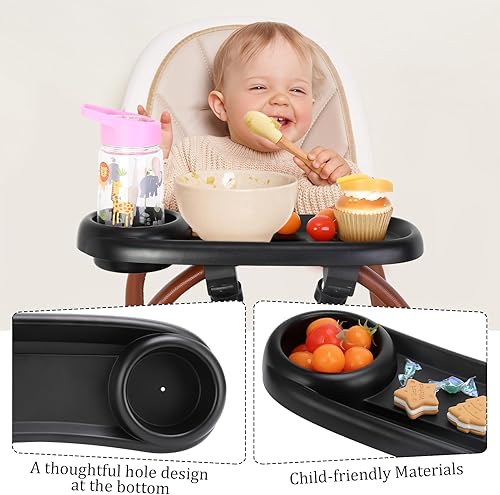 Miniatura 4 de Bandeja para refrigerios para cochecito, 3 en 1 con soporte para teléfono y paquete de 2 ganchos de corazón de amor, accesorio para bandeja de