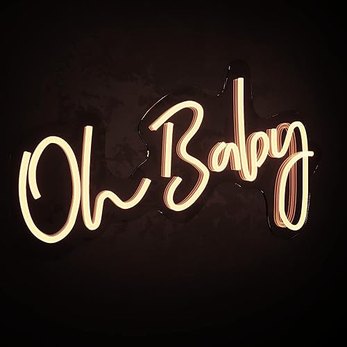 Miniatura 5 de HOUSE OF PARTY Oh Baby - Letrero de neón de 215 x 105 pulgadas con luz para telón de fondo y decoración de pared baby shower revelación de género