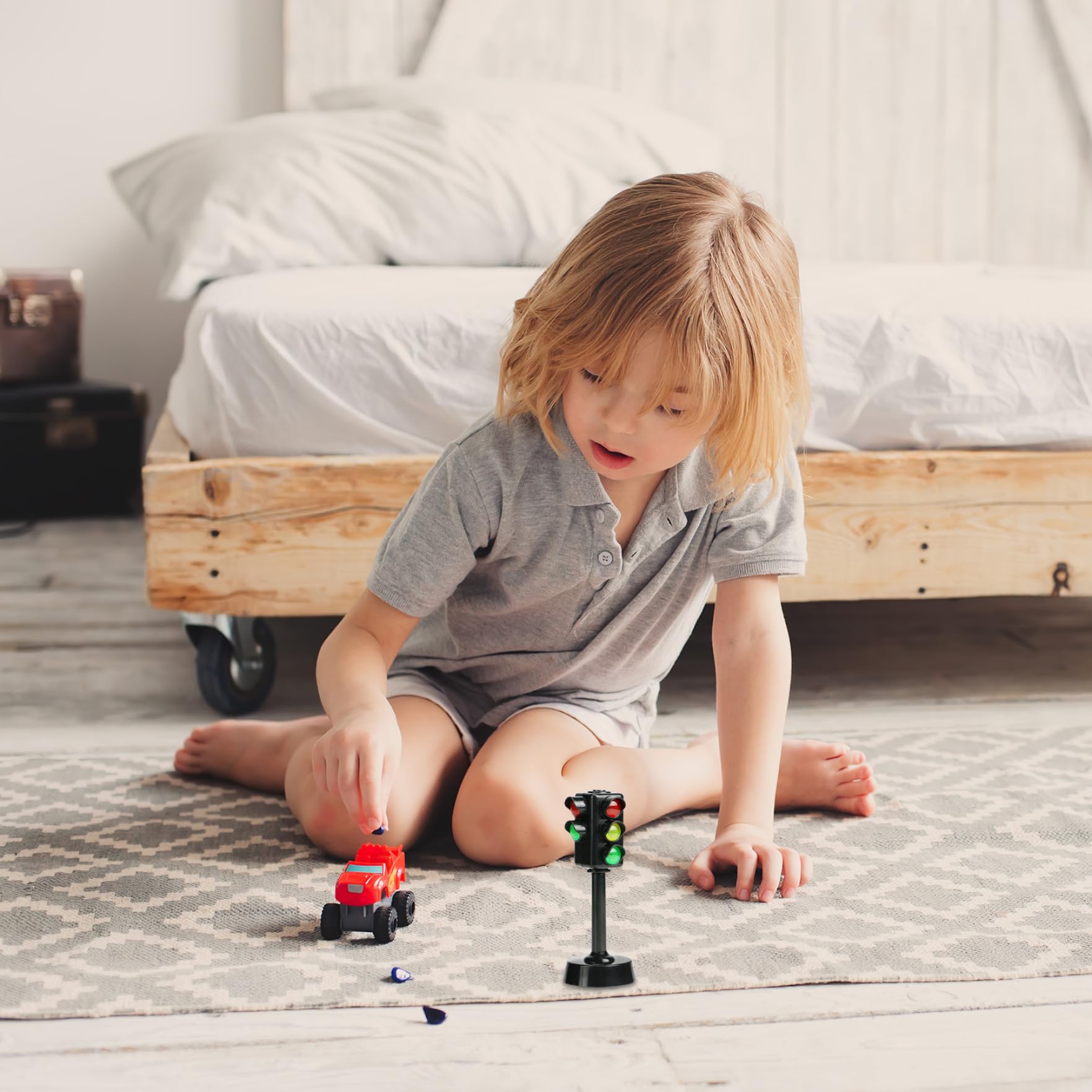 Feux de circulation pour les enfants, panneaux de pancarte de la circulation Signes de circulation pour enfants 3 pcs 4,7 pouces mini panneaux routiers, feux de circulation de jouets à LED avec son