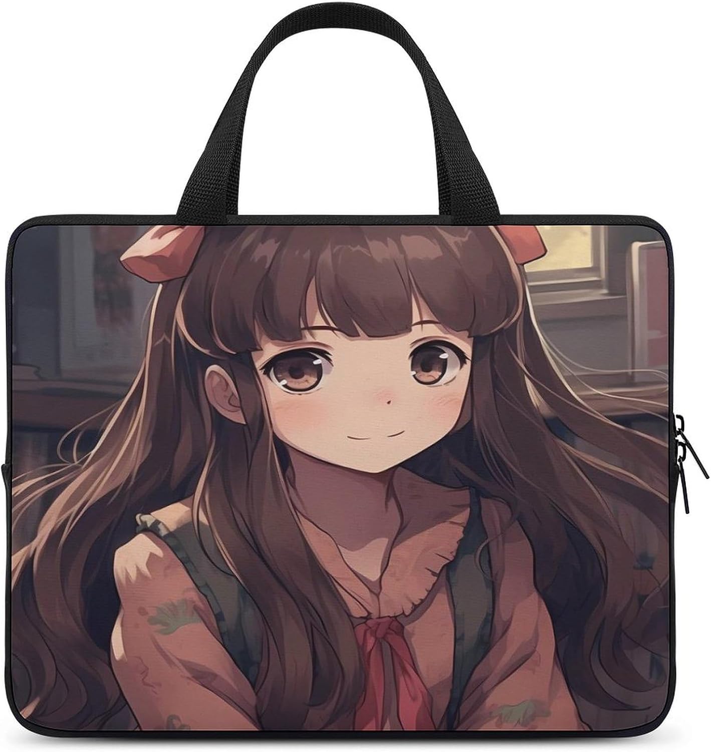 Laptop Sleeve Waterproof Laptop Bag Portable Protective Case, Little Woman in Anime Printed Laptop Bag for Lenovo, HP, Dell, Asus Laptops, Great Gift for Men And Women