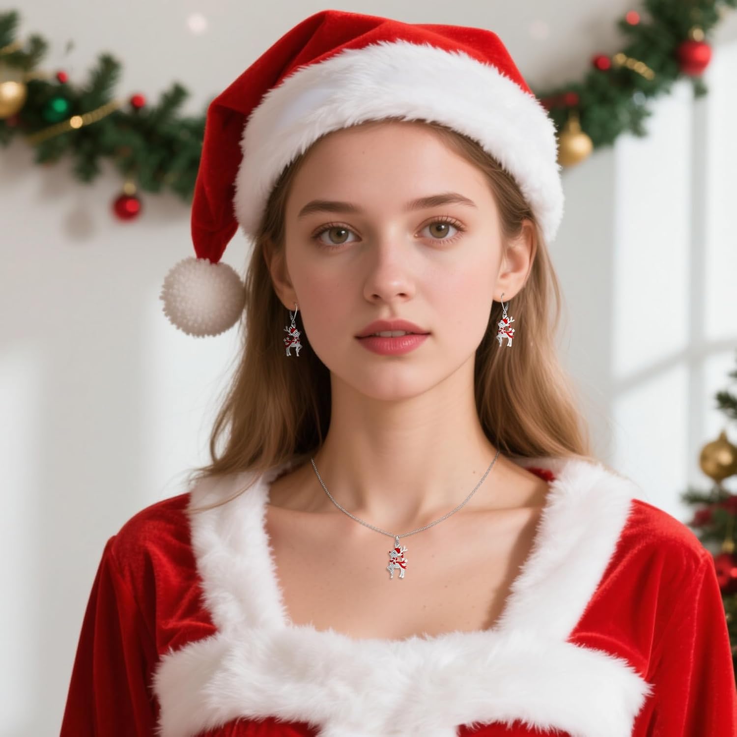 Fenthring Christmas Necklace Reindeer Necklace for Women Sterling Silver Reindeer Pendant Holiday Winter Jewelry Xmas Gifts - Image 4