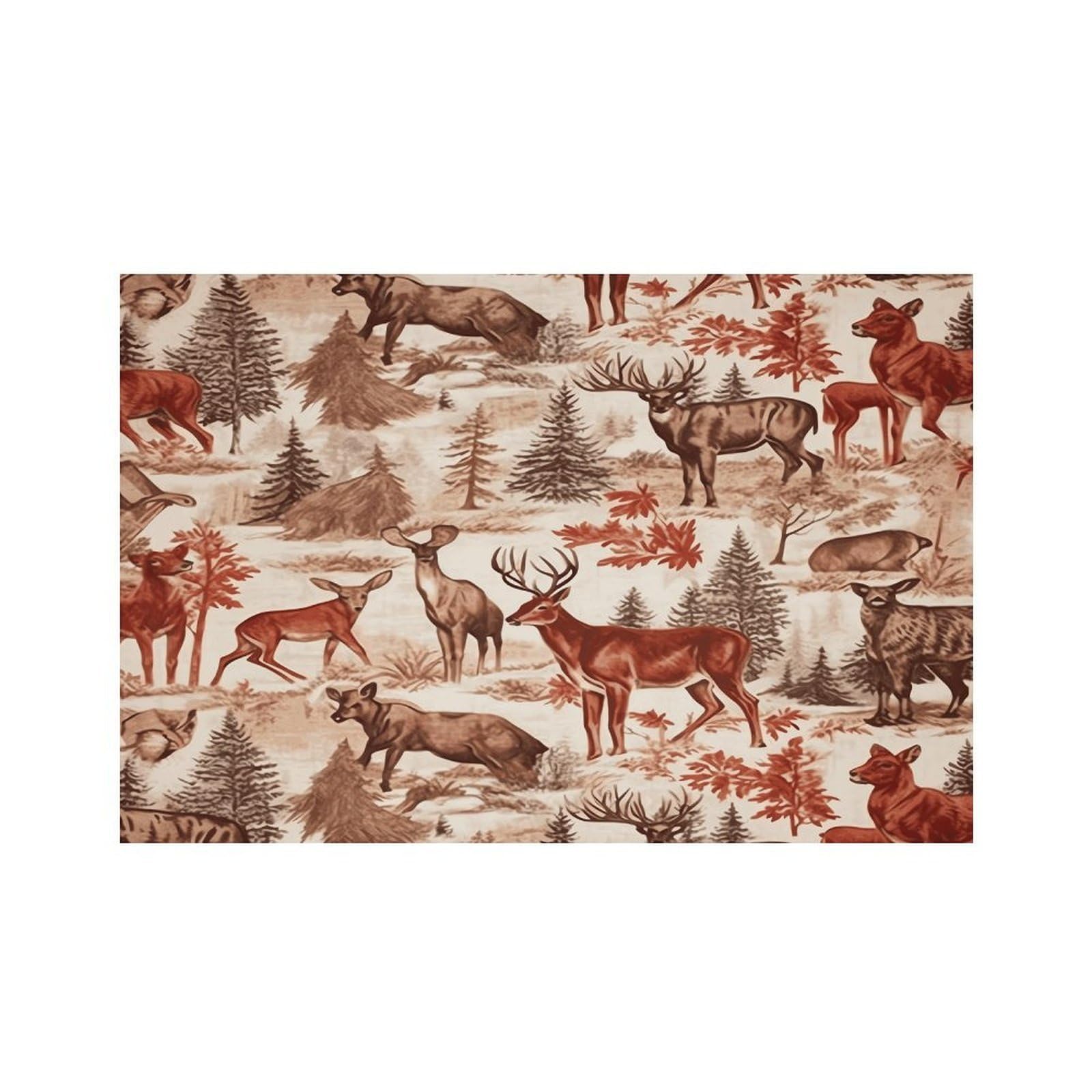 Animal Wilderness Bear Deer Placemats Non-Slip Heat Resistant Table Mats Flax Washable Cloth Place Mats Easy to Clean Premium Placemat for Kitchen Dining Table Decor Party Outdoor