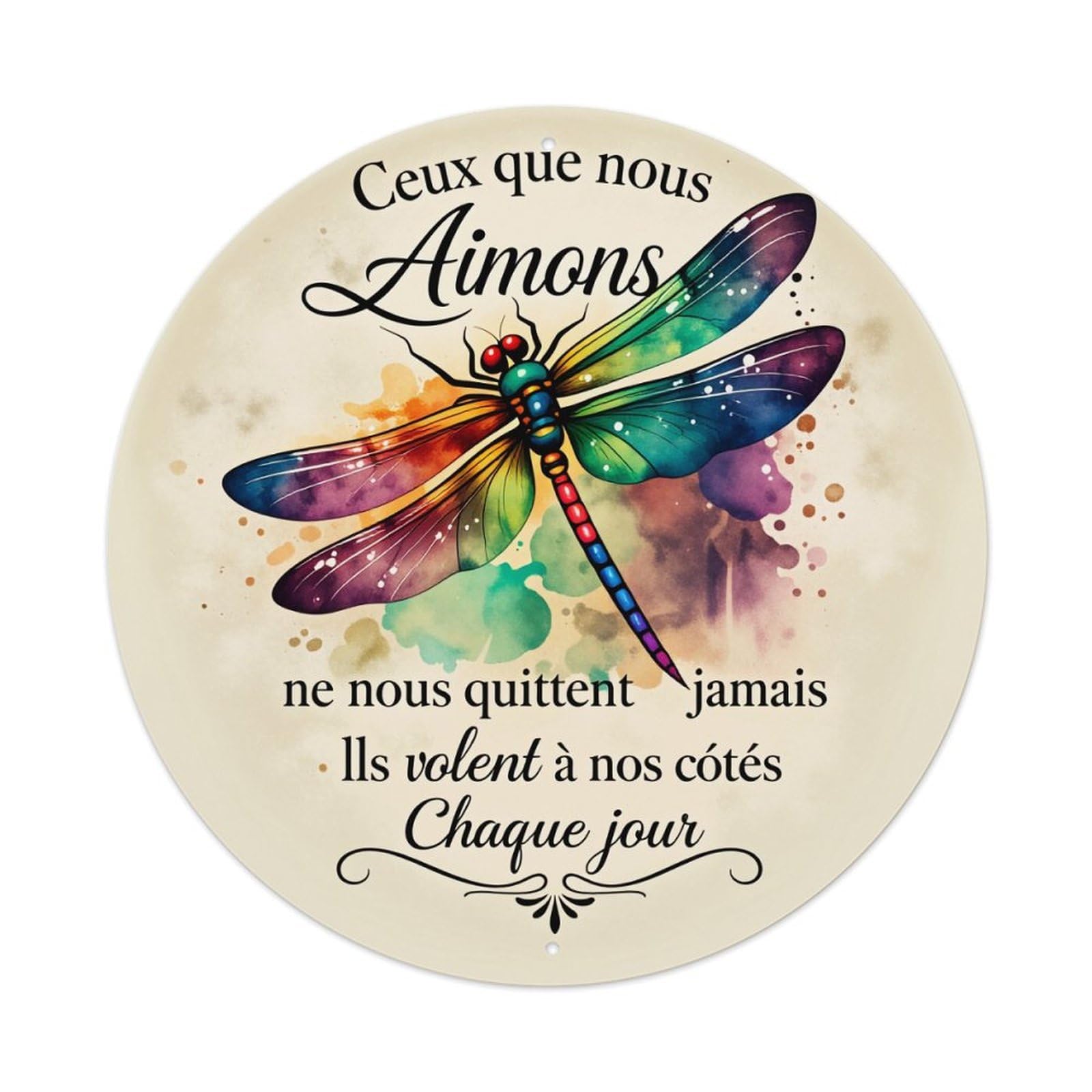 Colorful Dragonfly Watercolor Art Metal Tin Sign Vintage Garden Bedroom Cafe Bar Man Cave Home Wall Decor Metal Poster 8x8 inches