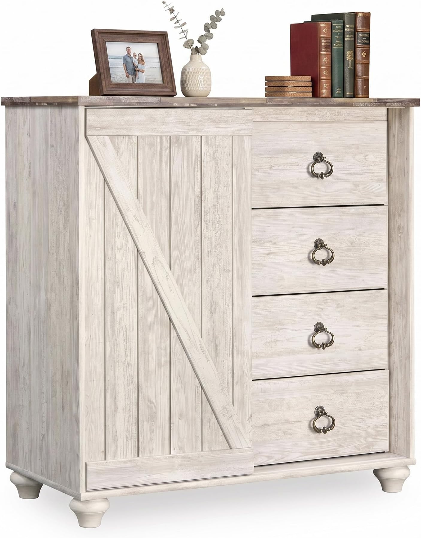 Signature Design by Ashley Willowton White Bedroom Dresser, Sliding Door