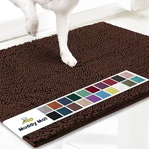 Muddy Mat® Shown on TV – Super Absorbent Door Mat Indoor, Microfiber Quick Dry Chenille Entryway Rug, Non-Slip Front Door Mat, Indoor Mats for Entryway, Machine Washable Pet Rug, Brown 24"x36"