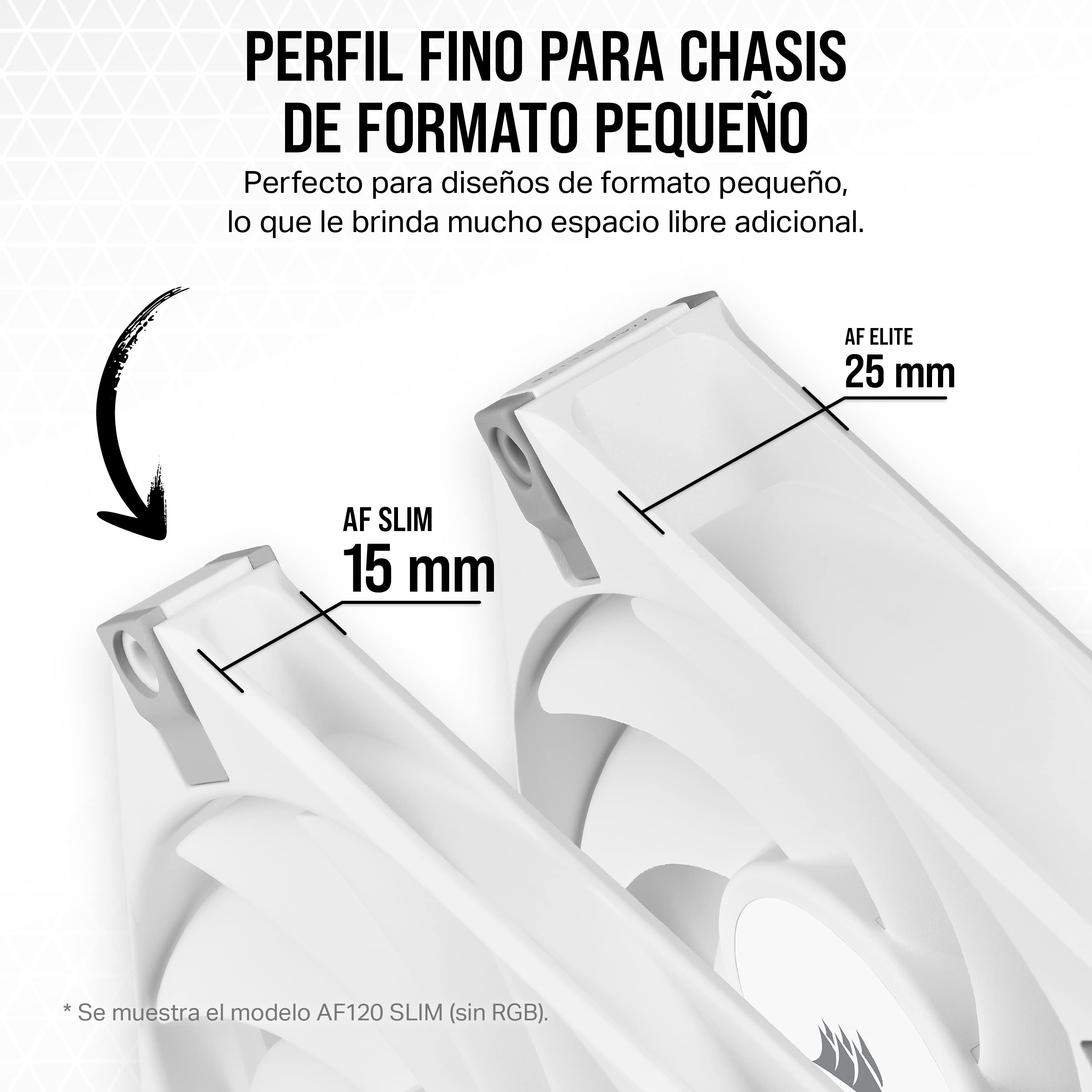 Corsair AF120 RGB Slim, Kit de Ventilador de 120 mm con Rodamiento Dinámico de Fluidos PWM - Perfil Delgado para Cajas Pequeñas - 8 LED RGB Direccionables - Pack Doble con Lighting Node Core - Blanco