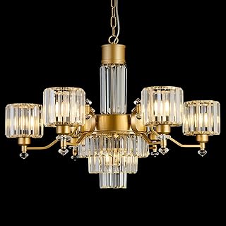 CVKASH 7-Light Modern Large Crystal Chandelier Gold Adjustable Hanging P...