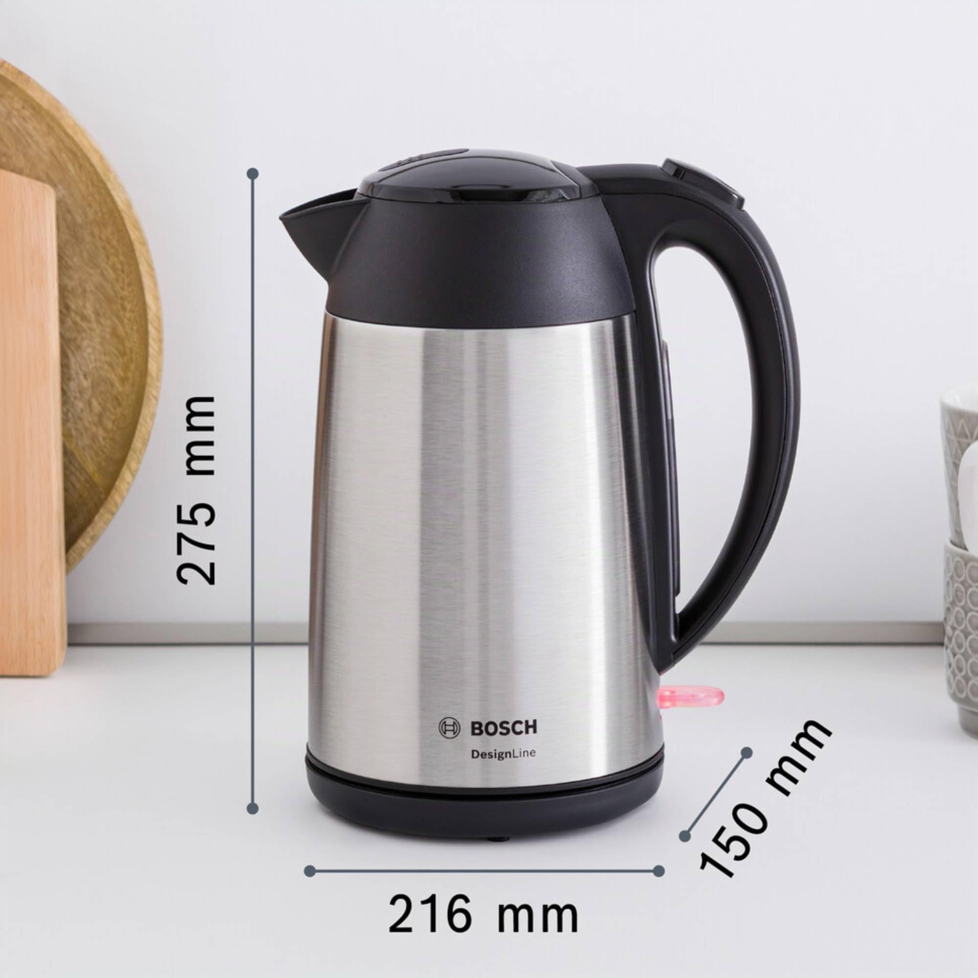 Bosch - Hervidor, DesignLine, 1.7 l, Acero inoxidable, TWK3P420