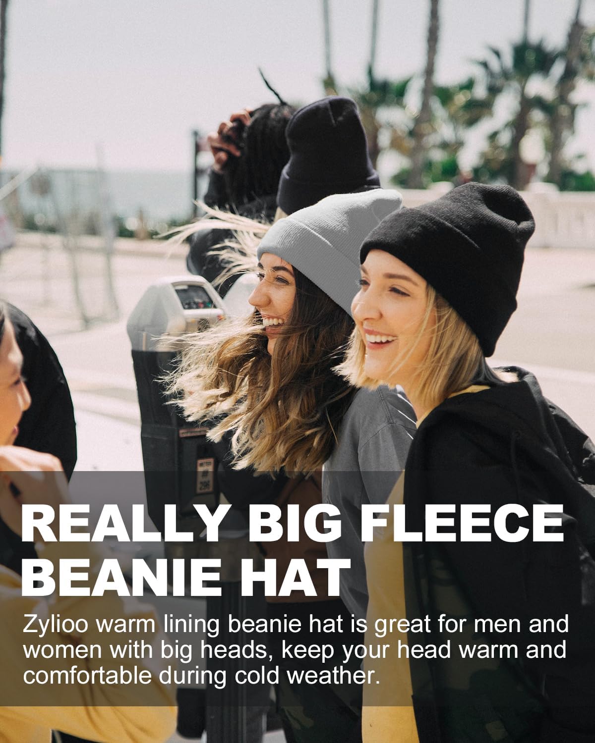 Zylioo XXL Beanie for Men,Big Head Winter Knit Hat,Stretch Warm Skull Cap image 5