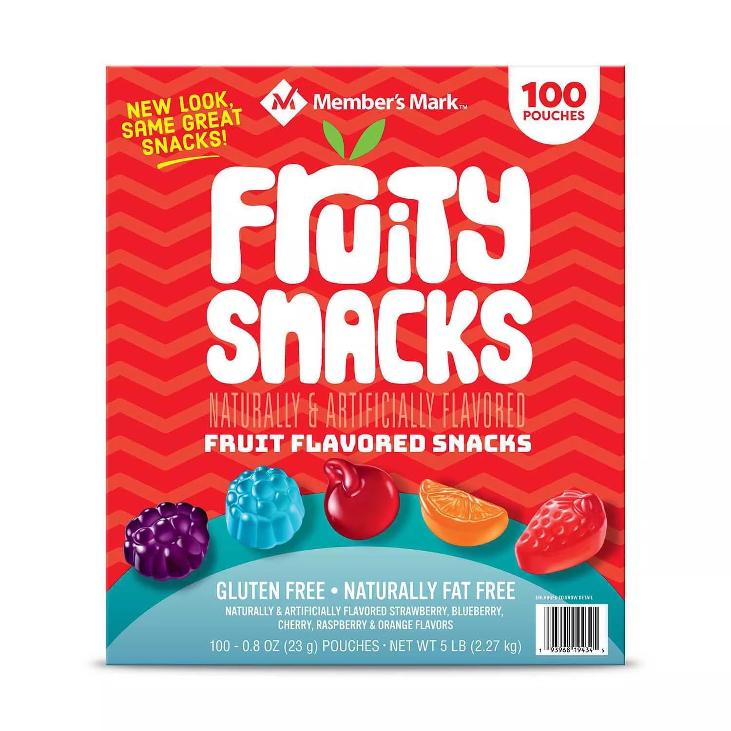 Member's Mark Fruity Snacks Variety Pack, 100 Ct 0.8oz Pouches - Gluten-Free Vitamin C Gummy Candy in 5 Flavors