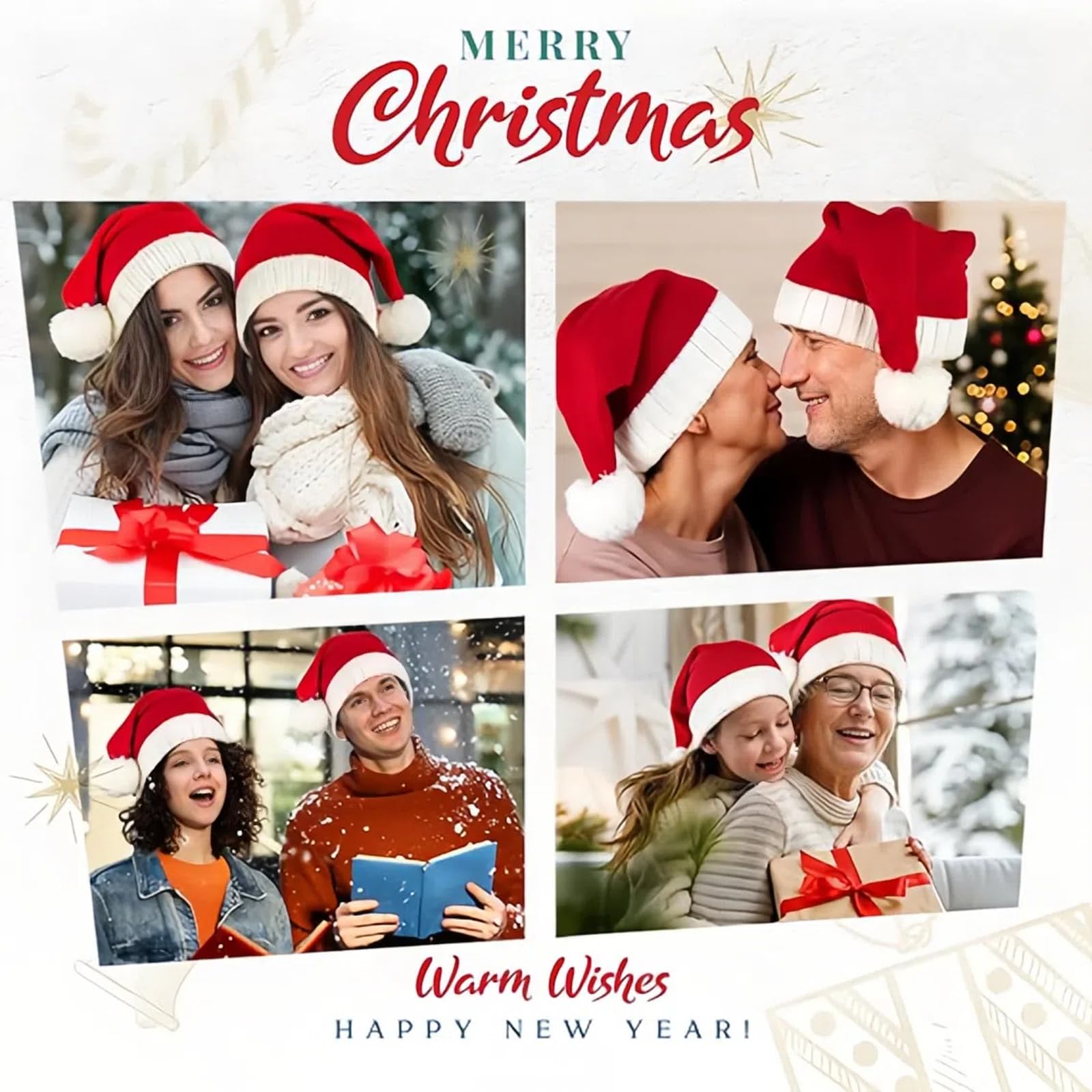 XTAIQD Santa Hat for Adults Unisex Knit Thicken Classic Xmas Hat for New Year Festive Party Christmas Supplies,Christmas Hat for New Year Festive Party Gifts - Image 4