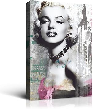 Denozer Marilyn Monroe Canvas Wall Art Poster 12 x 18 inch Classic Movie Stars Painting Home Decor Female Portrait Artwork for Living Room Bedroom