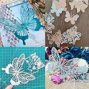 2Pcs/Set Butterflies Die Cuts for Card Making, Butterfly Cutting Dies, Metal Die Cutting Mold, Scrapbooking Dies, DIY Etched Embossing Stencil for Craft