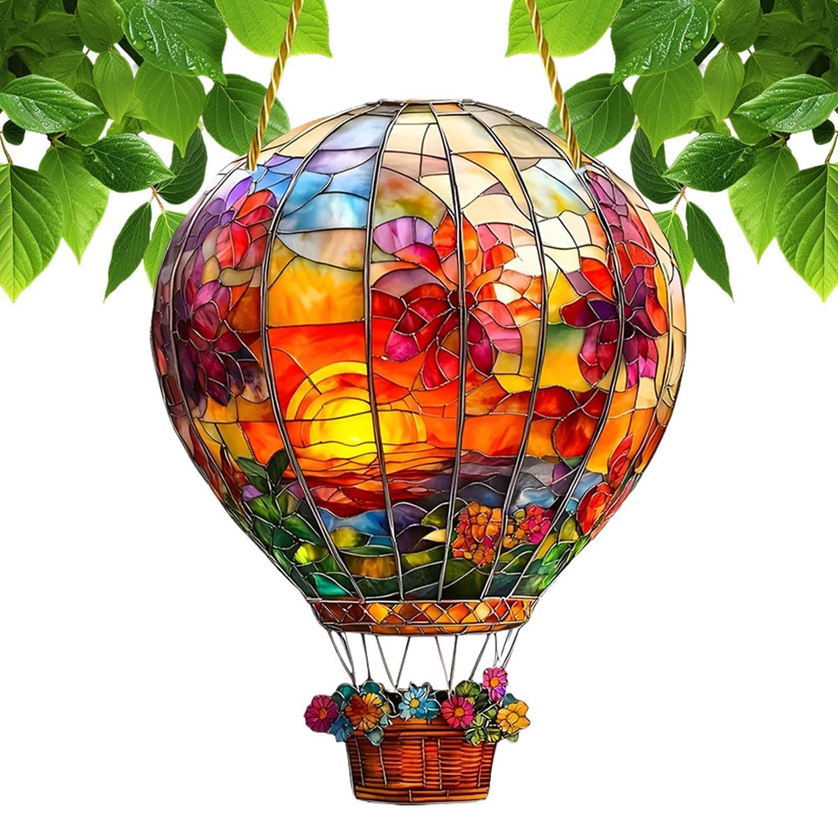 Attrape-soleil Montgolfière Coloré Acrylique - Décoration Fenêtre Jardin - Évite Choc Oiseaux