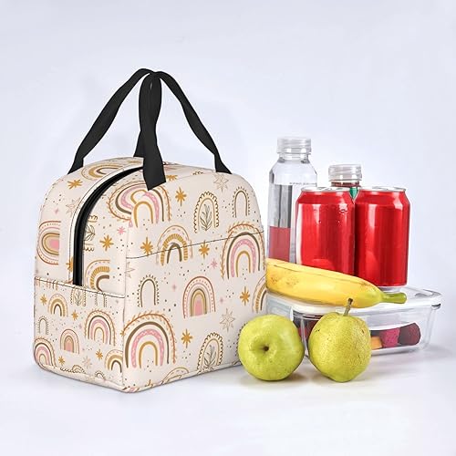 Miniatura 8 de Ucsaxue Lonchera estética bohemia con diseño de arco iris, reutilizable, bolsa de almuerzo aislada para picnic, bolsas de viaje, contenedor escolar