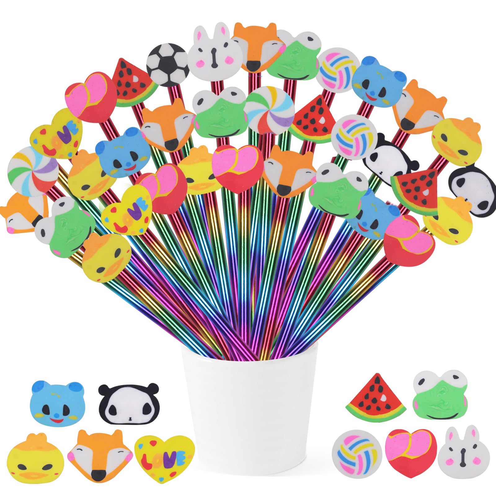 40 Pezzi Matite Gadget Compleanno Bambini Matite Colorate con Gomma Regalini Fine Festa Compleanno Bambini Gadget Natale