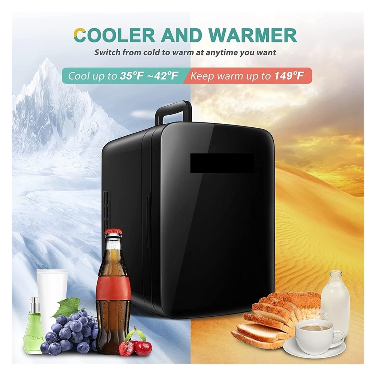 Mini refrigerador portátil de 10 litros/12 latas, refrigerador Personal for Alimentos, con enchufes for el hogar y Cargador de Coche de 12 V.(10L Blue or White)