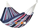 GOCAN Brazilian Double Hammock 2 Person Extra Large Canvas Cotton Hammock for Patio Porch Garden Backyard Lounging Outdoor and Indoor (Dark Blue)