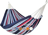 Vista 16 de Hamaca brasileña doble para 2 personas, extragrande, de lona, algodón, 98 x 65 pulgadas, longitud total 137.8 pulgadas, capacidad de carga de 500