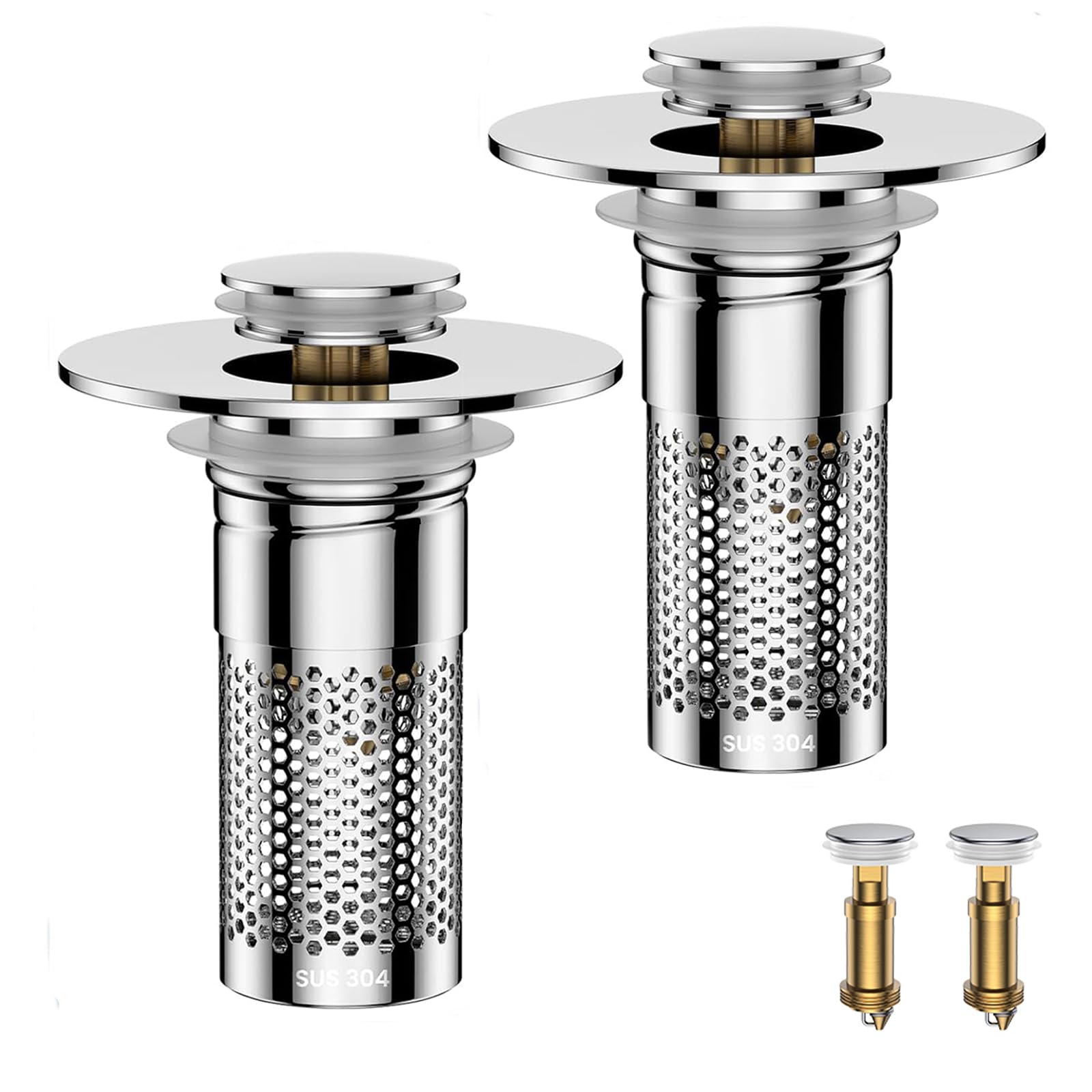 Mengine Bathroom Sink Drain Strainer 2-Pack