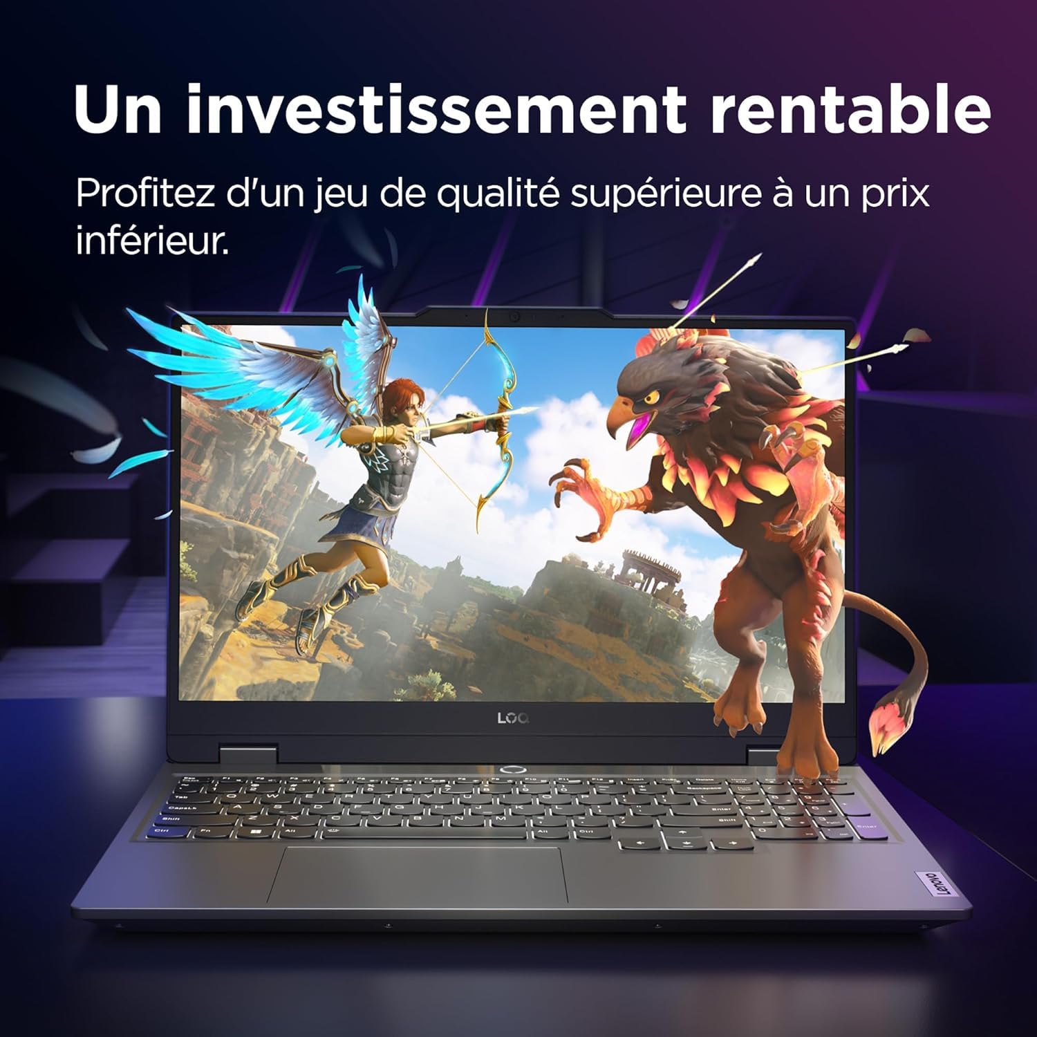 Lenovo LOQ 15IAX9 - Ordinateur Portable Gaming 15.6'' FHD 144Hz (Intel Core i5-12450HX, RAM 2x12Go, SSD 512Go, NVIDIA RTX 4060 8Go, Windows 11 Home) Clavier rétroéclairé AZERTY - Gris