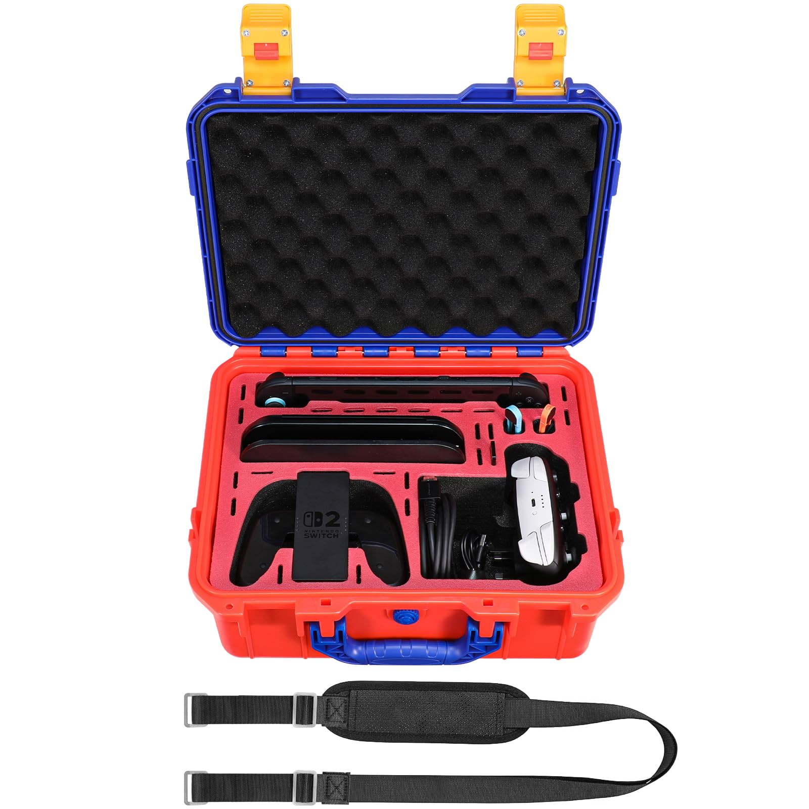 FPVtosky Custodia rigida per Nintendo Switch 2, borsa da viaggio impermeabile per gli accessori di Switch 2, contiene 2 controller Pro, 22 schede di gioco e cavo HDMI (Colorato)