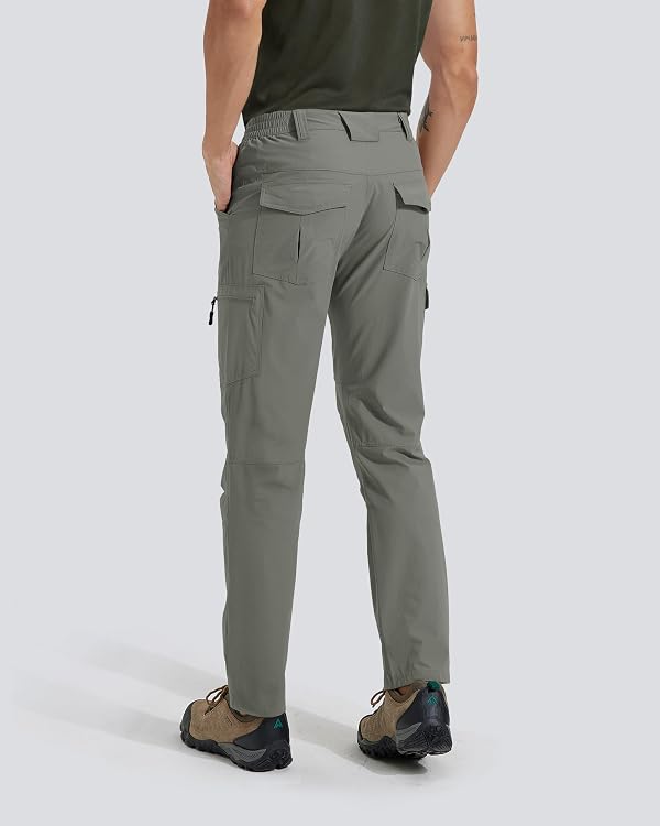 Men's Cargo Work Hiking Pants Lightweight Water Resistant Quick Dry Fishing Travel Camping Outdoor Breathable Multi Pockets Sage Green S by AREOUTS - Used condition - Image 2