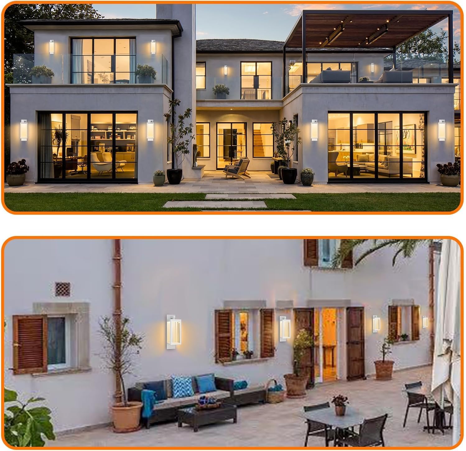 Lustrlach Modern Outdoor Light Fixtures Dusk to Dawn Outdoor Lighting,15" Exterior Wall Sconce, Porch Light, White Garage Lights Wall Lamp,Waterproof Outdoor Lights for House,Garden,Front Door