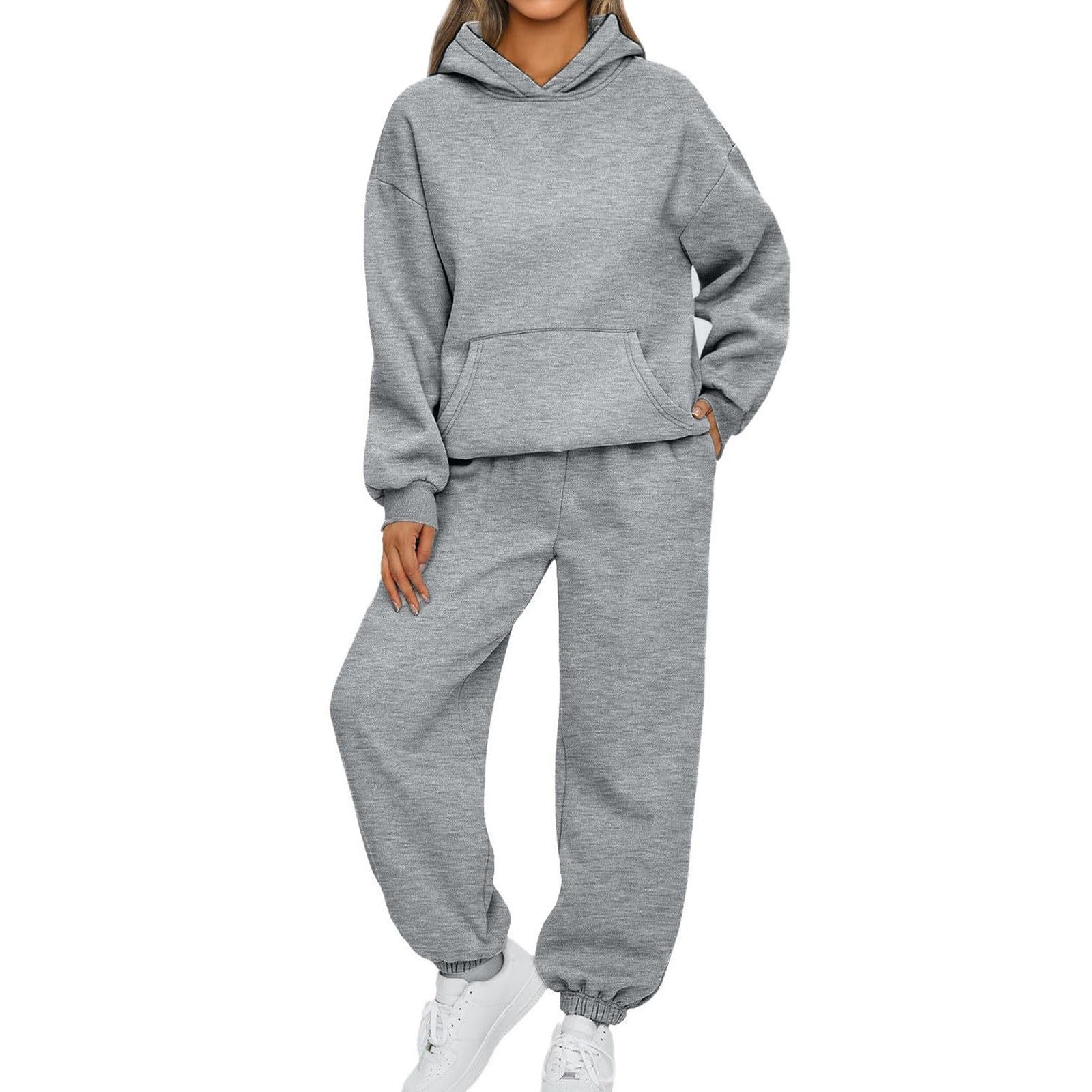Sweatsuits Women 2 Piece Outfit Casual Oversized Hoodies Jogger Sweatpants Lounge Sweatshirt Fall Y2K Tracksuit