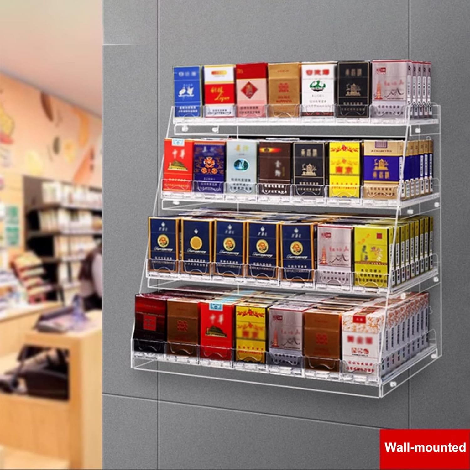 Cigarette Cases, Clear Cigarette Pusher Rack, Automatic Cigarette Pushers Rack, Acrylic Matchbook Display Case For Market Store(44x29x42cm)