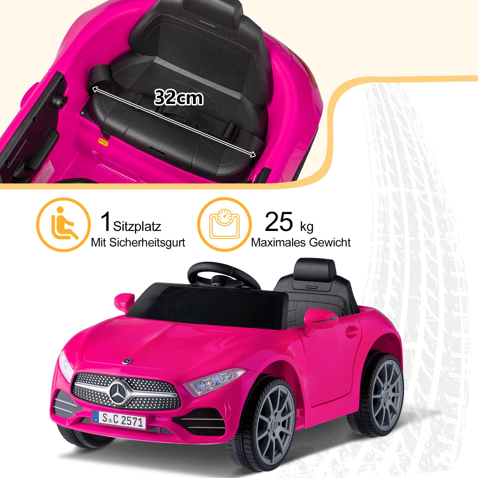 LALAHO Voitures électriques pour Enfants avec Véhicule Électrique 12V Télécommande 2.4G, Véhicule électrique Enfant 2 Portes avec MP3 (CLS Rose)