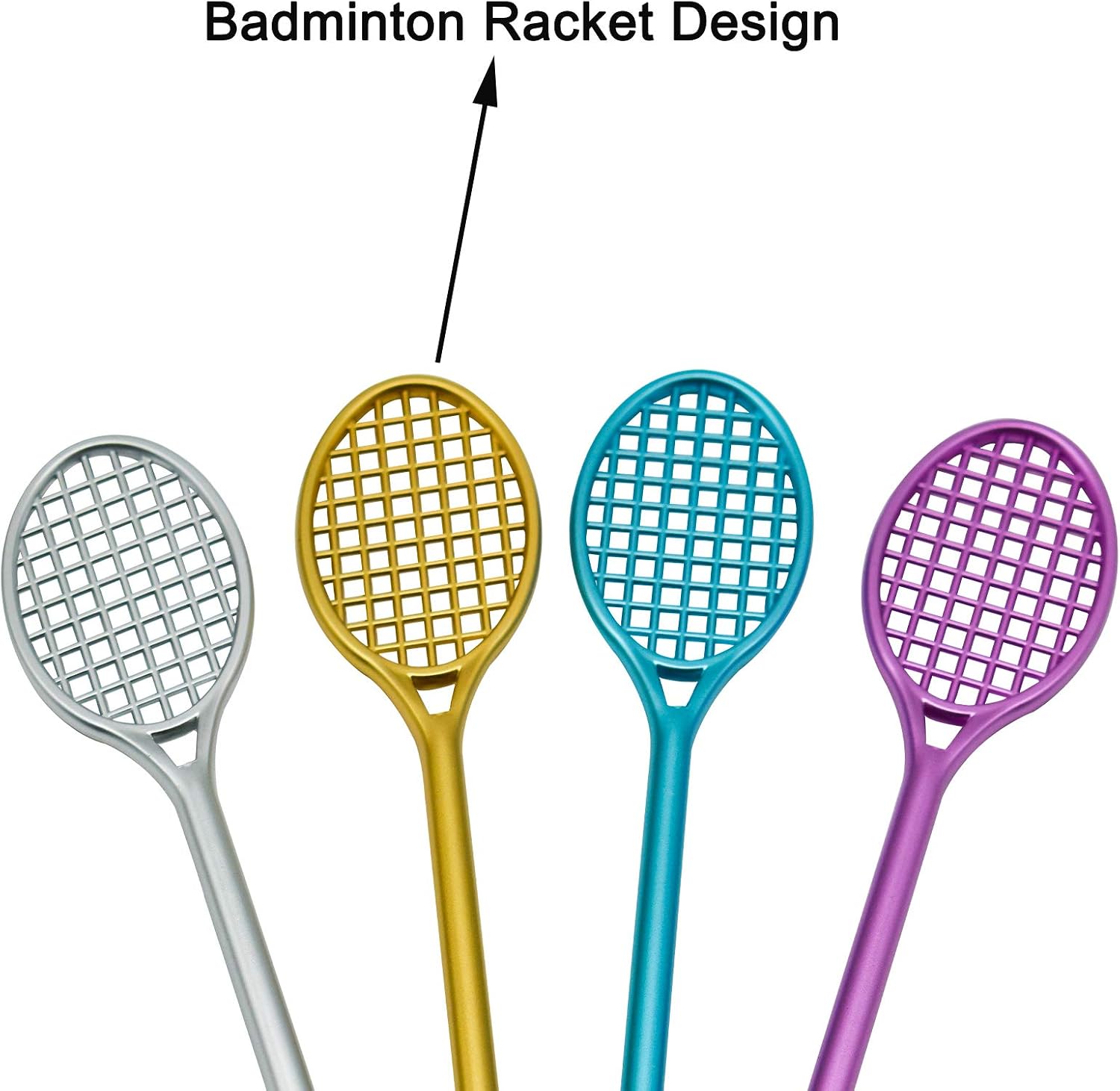 Maydahui 12 PCS Tennis Racket Gel Pen Cute Kawaii Pens Black Ink Novelty image 3