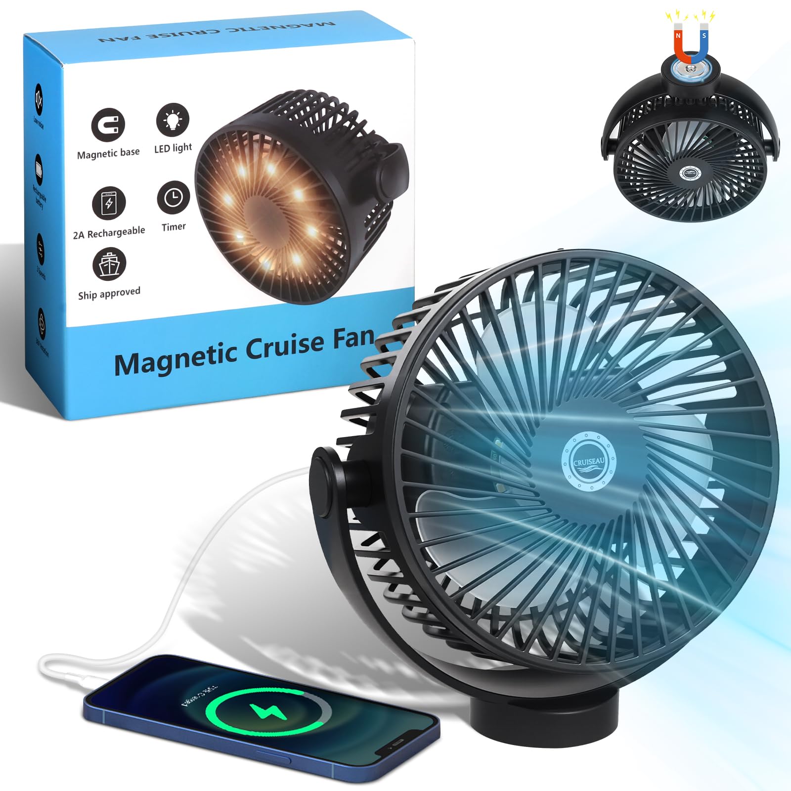 Amazon.com: Magnetic Cruise Fan with 8000mAh Rechargeable