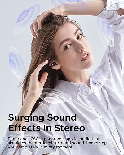 Miniatura 4 de truefree Auriculares inalámbricos B1 de oreja abierta, auriculares Bluetooth 5.4 con audio espacial, ajuste de clip ultraligero, batería de 25