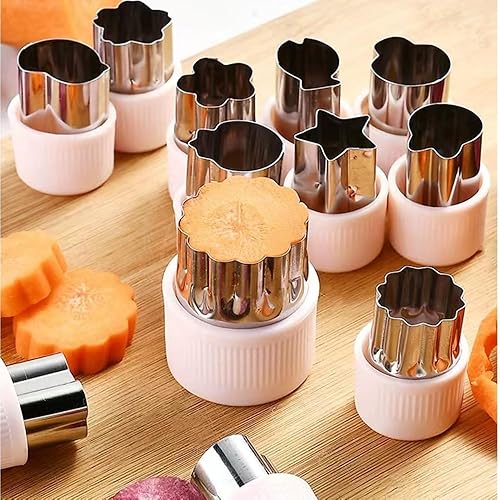 Miniatura 4 de Juego de formas de cortador de verduras, 12 piezas de acero inoxidable de tamaño pequeño, cortadores de galletas, moldes de sellos de frutas y 10