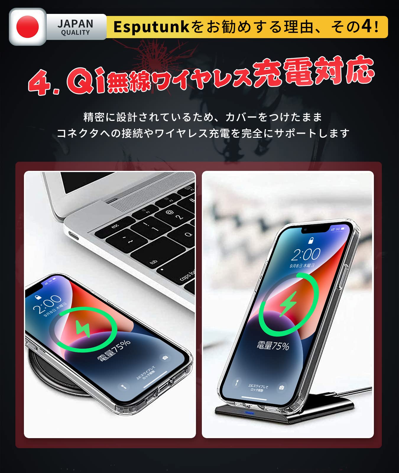 Amazon.co.jp: Esputunk 14 Plus ケース クリア 米軍MIL規格·Magsafe