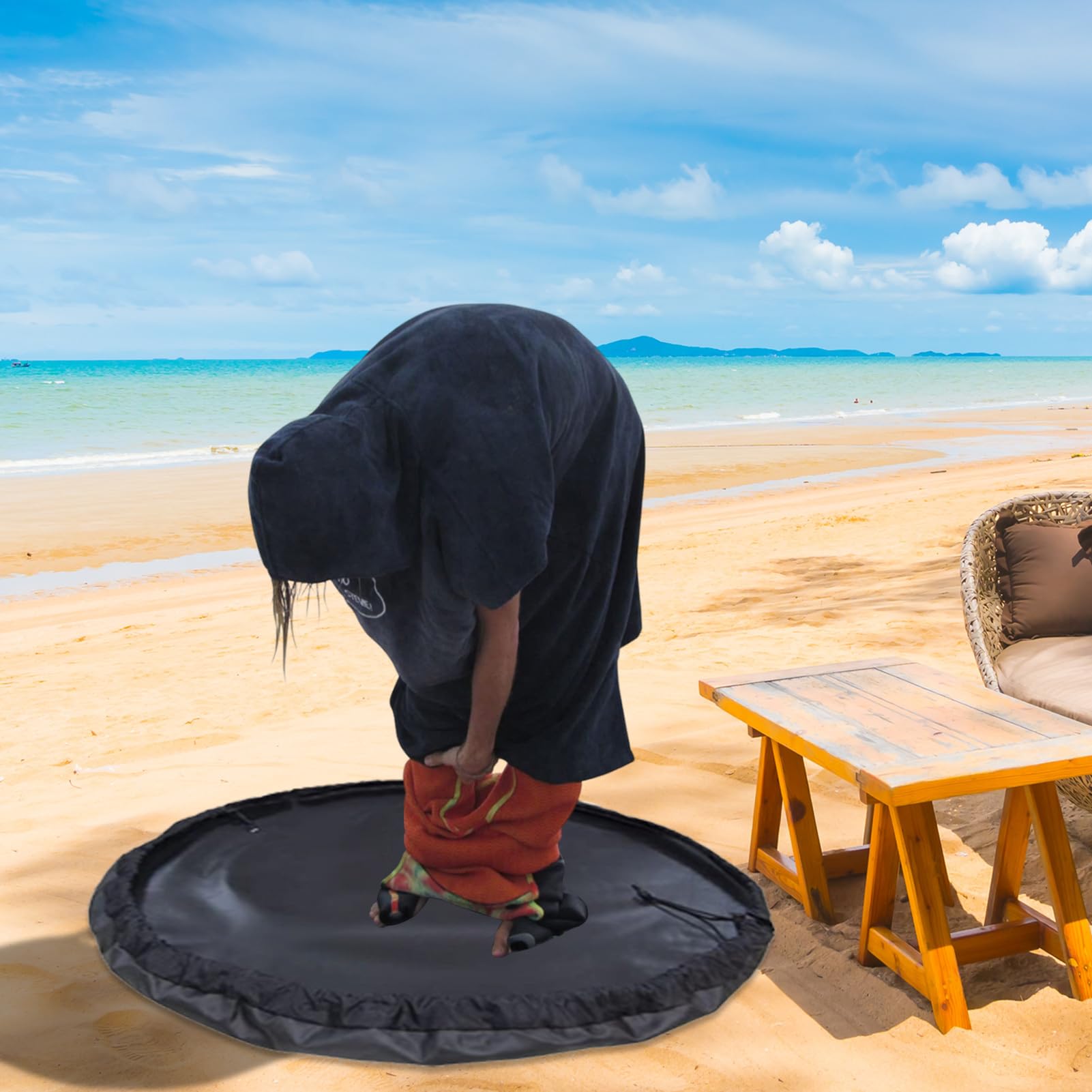 Cambiador de bolsa para esterilla – resistente al agua, alfombrilla de cambio | Alfombrilla portátil con bolsa para equipos húmedos a prueba de arena para playa, piscina, deportes acuáticos