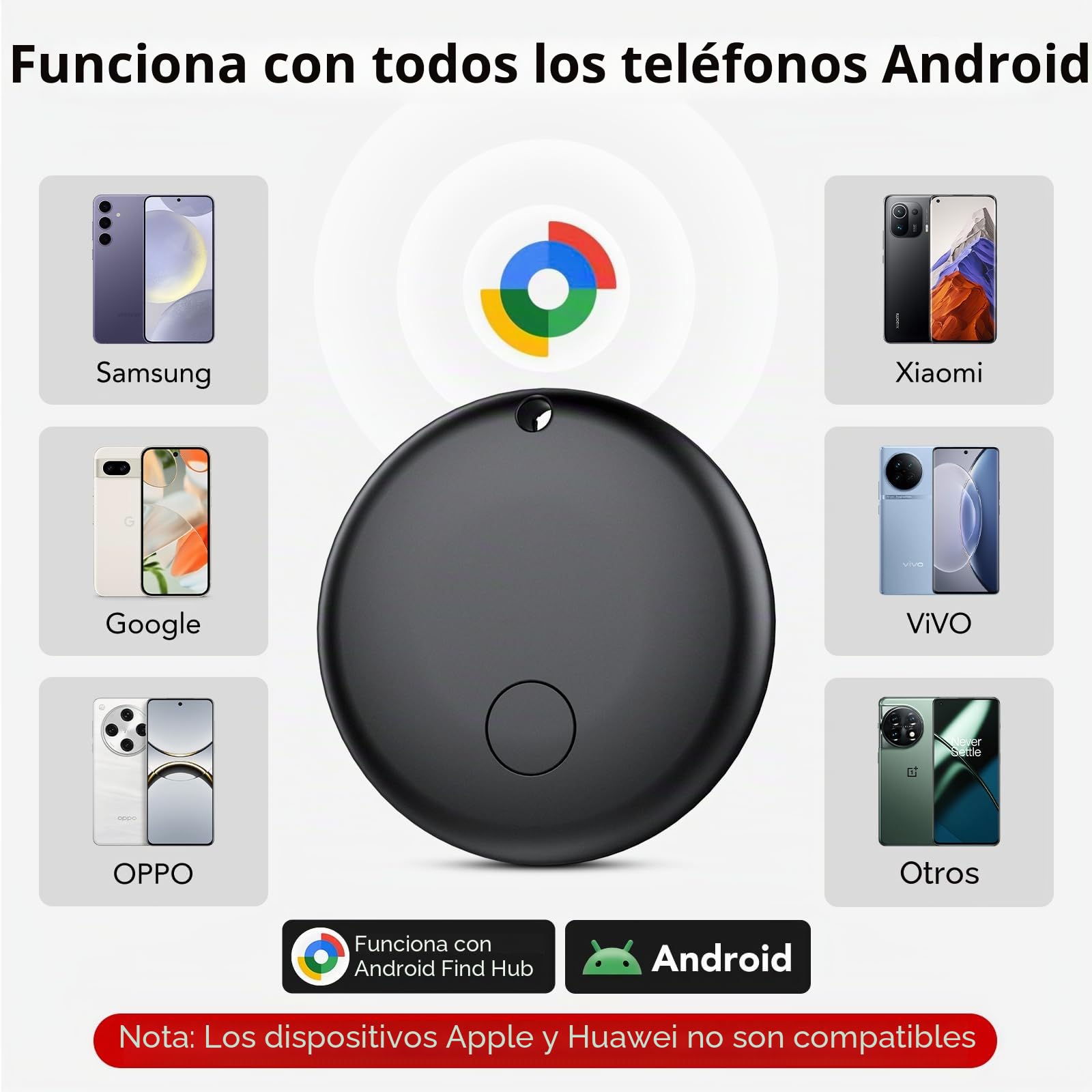 Android Smart Tag, Tracker Compatible con Google Find Hub App (Sólo Android), Localizador Bluetooth, Rastreador para Llaves, Cartera, Equipaje, Impermeable IP68, 4 Negro