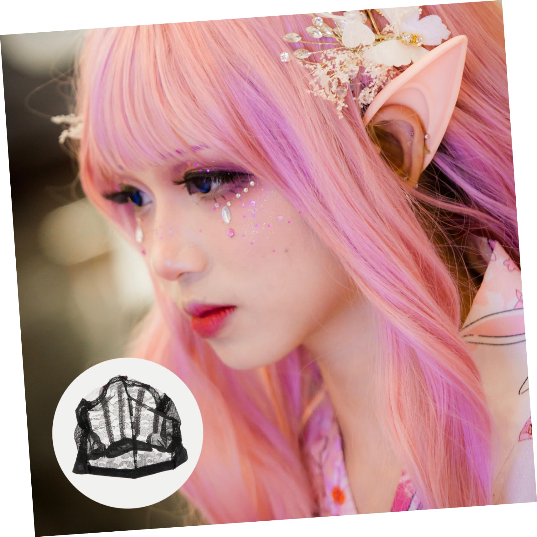 VICASKY 2pcs Wig Net Cap Wig Hairnet Breathable Adjustable Mesh Lace Wig Caps for Women Hats Hair Net Hair Cap for Wigs Black Fabric