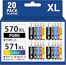 Palmtree Compatible for Canon 571 570 570XL 571XL Cartridges for Canon TS5050 Printer for Canon Pixma MG5750 MG6850 MG5751 MG5752 MG6851 MG6852 TS5051 TS5053 TS6050 MG7750 TS8050 ts9050 (20-pack)