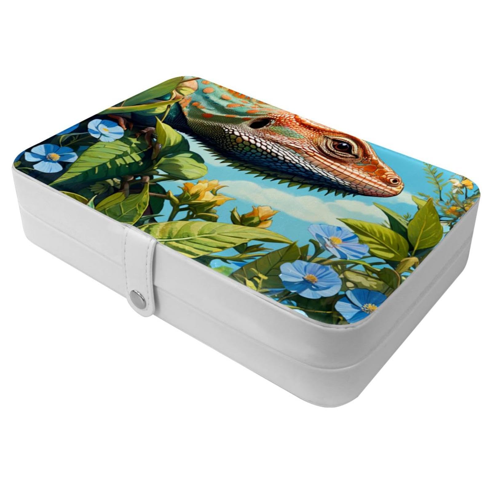 Boîte à bijoux portable de voyage fleurie pour ranger bagues et colliers