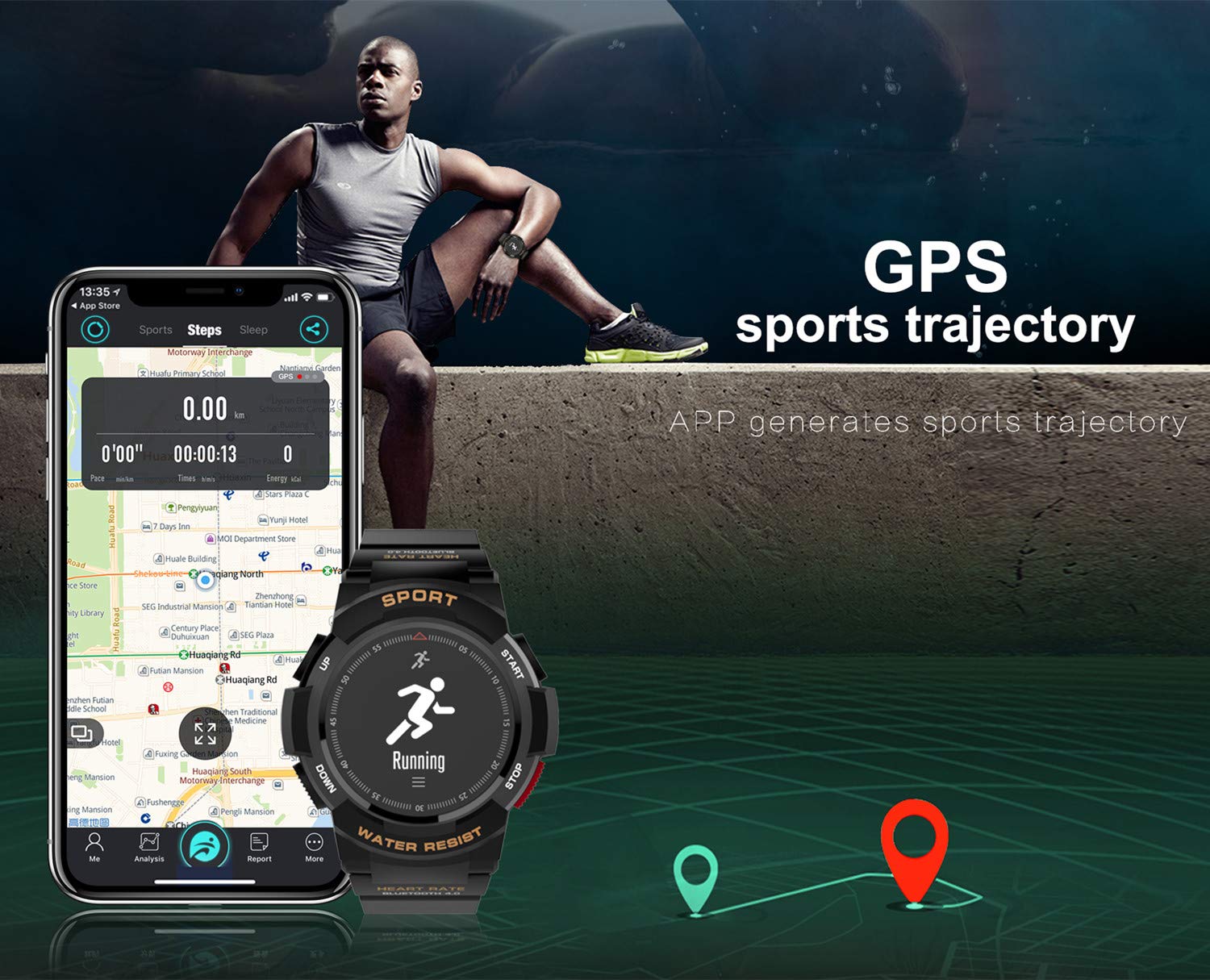 Zegarek do aktywności na świeżym powietrzu, wodoszczelny smartwatch fitness z pulsometrem, licznikiem kroków, licznikiem kalorii, krokomierzem (srebrny)