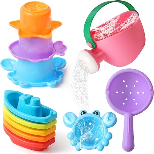 Juguetes de baño para bebés de 1 a 3 años, 10 juguetes de mesa de agua para niños pequeños de 1 a 3 años, para tina, ducha, juguetes acuáticos