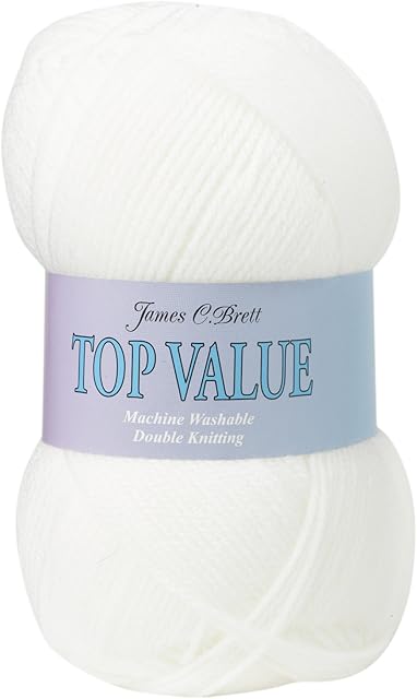 James Brett Top Value DK Double Knitting Wool 100% Acrylic Yarn 100g Ball (White 8428)