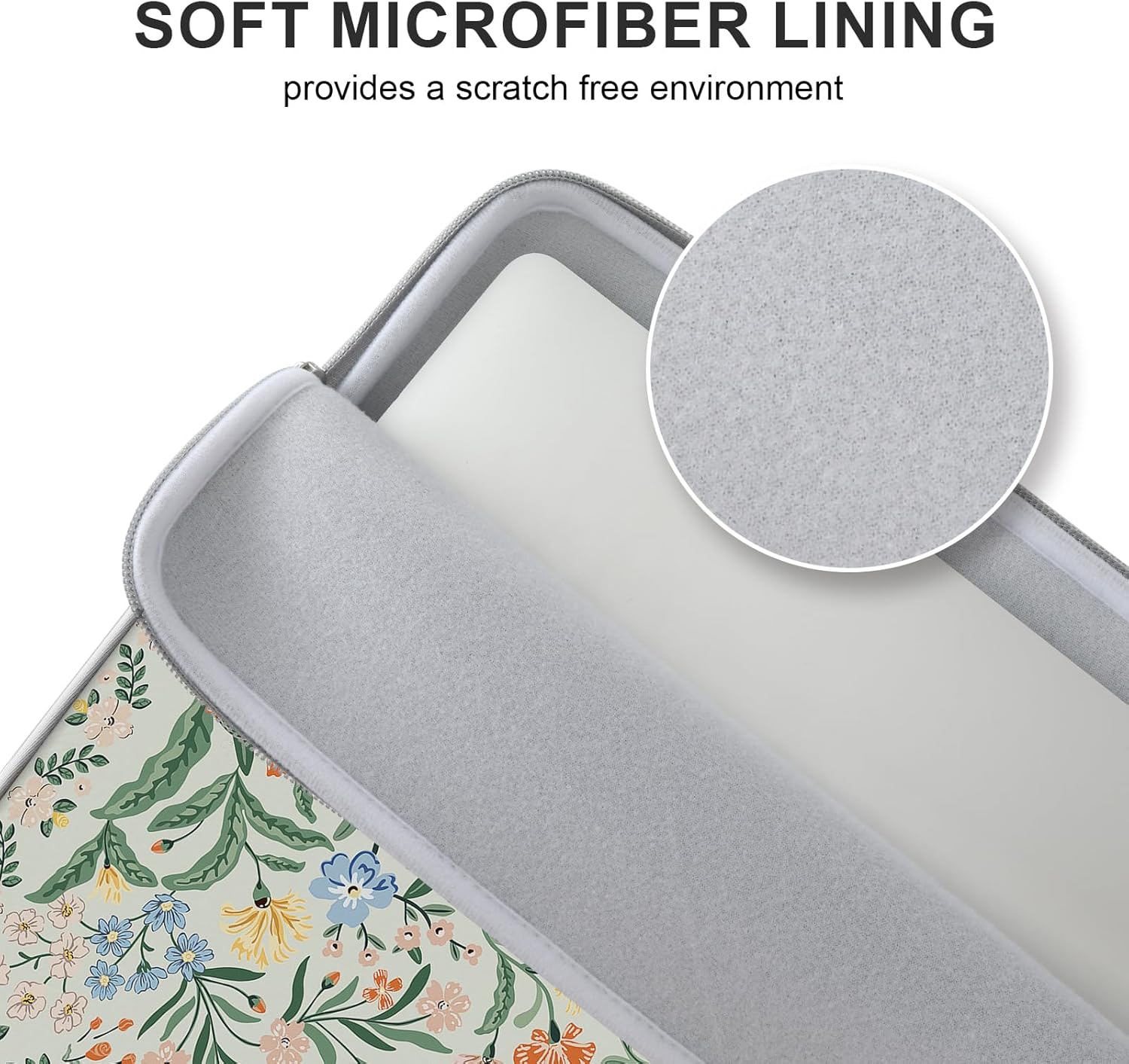 iCasso Laptop Sleeve 13 inch for MacBook Air 13-13.6 inch, Cute Laptop case for MacBook Pro 13 inch, Slim Protective Travel Carrying Case for MacBook Pro 14 inch,Desk Matt for Desktop,Green Floral