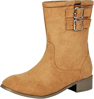 Botas de Nieve para Mujer cilíndricos Medios Altas Militares Vintage Botas de equitación cilíndricos Medios Color sólido Moda Casual Otoño Zapatos Otoño Invierno Comodos Elegentes Comodas Y Elegantes