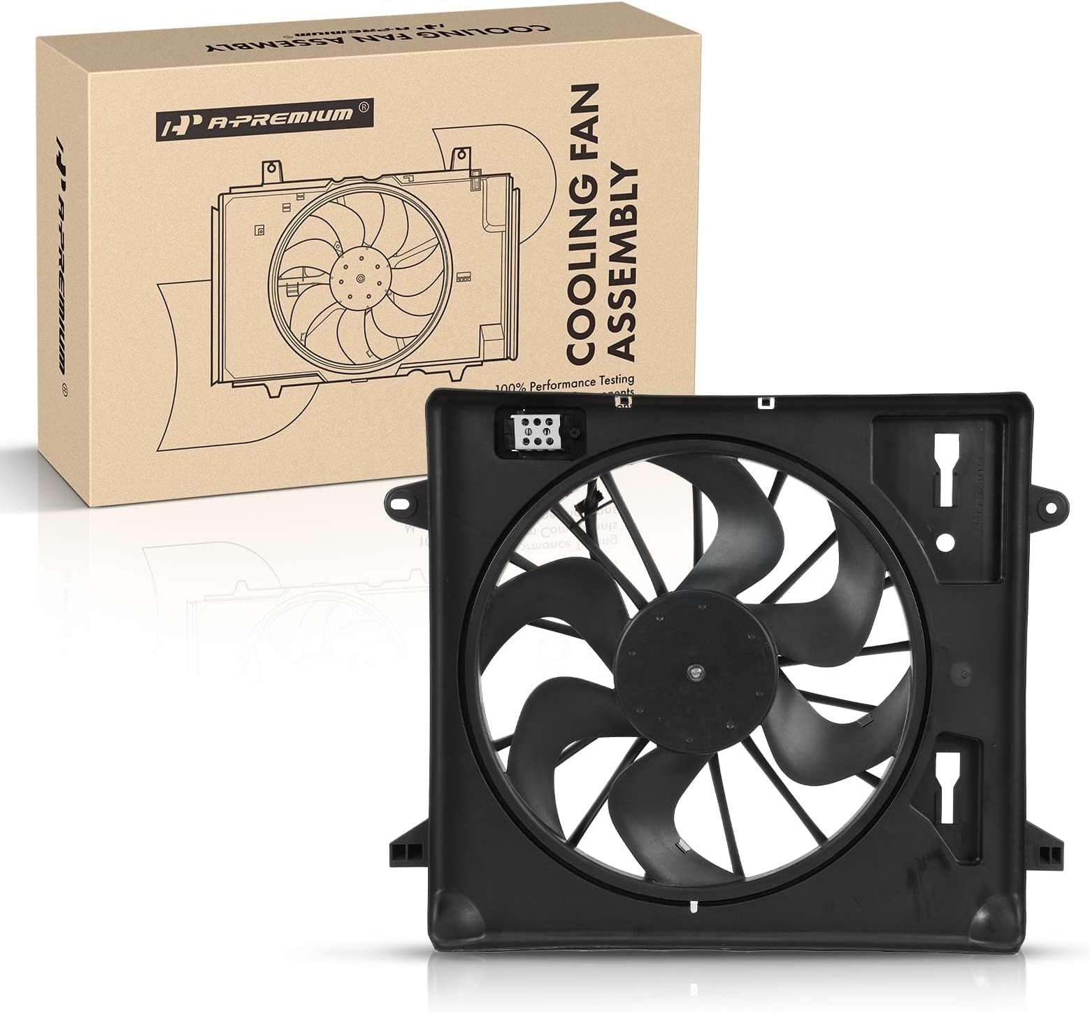 A-Premium Engine Radiator Cooling Fan Assembly For Select Jeep Models - JK Series Wrangler 2007 2008 2009 2010 2011 - Replaces # 55056642AB, 55056642AC