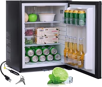 Smad Mini Fridge with Lock, 12v RV Refrigerator 2.1 Cu Ft, Semi Truck Refrigerator, 2 Ways 12V DC/110V AC Mini Fridge for Bedroom, RV, Camping, Office, Black
