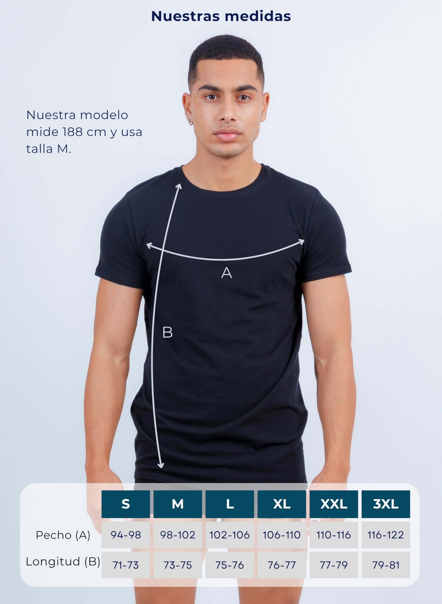 SKIPPER Pack de 3 Camisetas Hombre Stretch Cuello Redondo – Camisetas Interiores Slim Fit de Algodón Elástico, Transpirables y Cómodas, Blanco Negro Beige y Pack Mixto, S–3XL